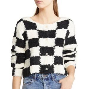 Moon River Black and White Checkered Sweater